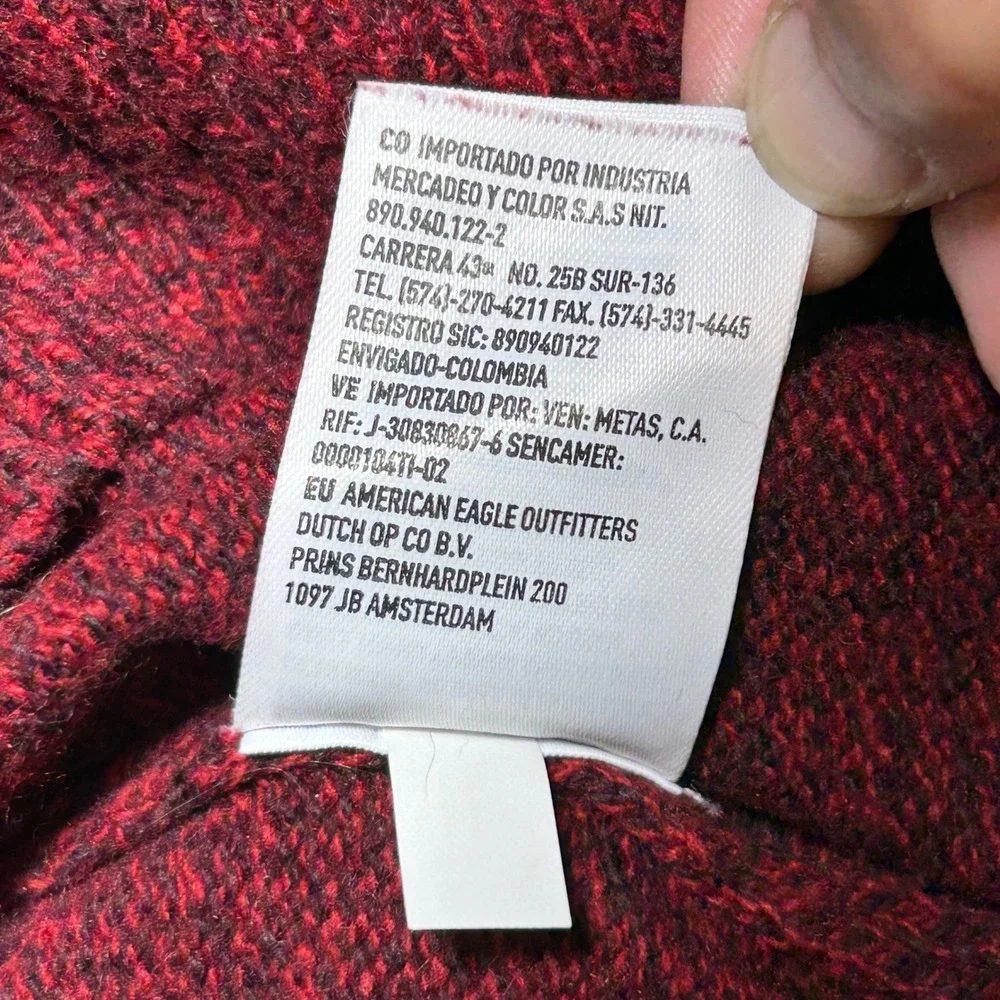American Eagle Mens XXL Burgundy Marl Cotton Wool Blend Crewneck Sweater